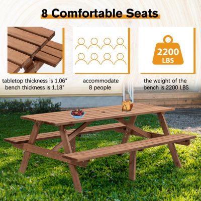 Streamdale 8-Person Picnic Table with Built-in Benches