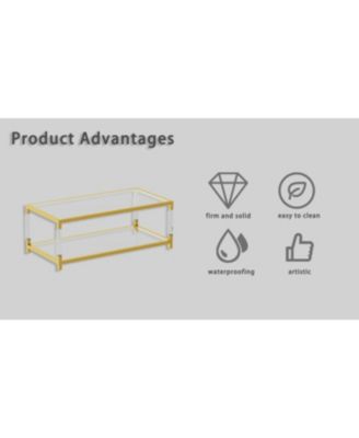  Gold Metal & Acrylic Coffee Table