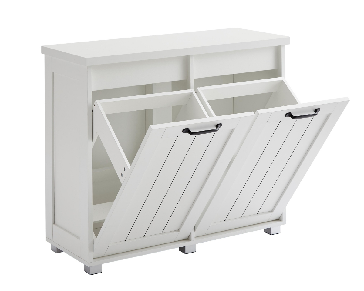 Streamdale Furniture Simplie Fun Two-Compartment Tilt-Out Trash Cabinet, Pet Proof Kitchen Trash Cabinet with Cutting Board, Free Standing Laundry Sor