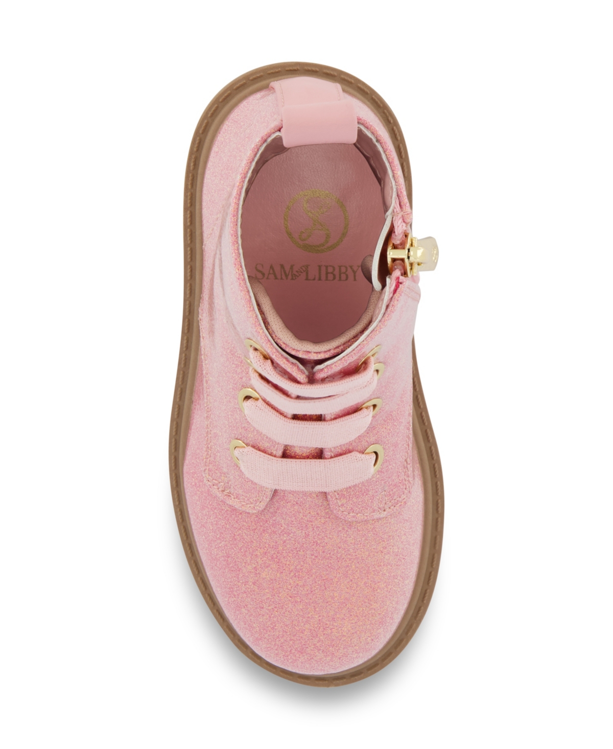 Shop Sam & Libby Toddler Girls Combat Emilia Moto Ankle Bootie In Blush