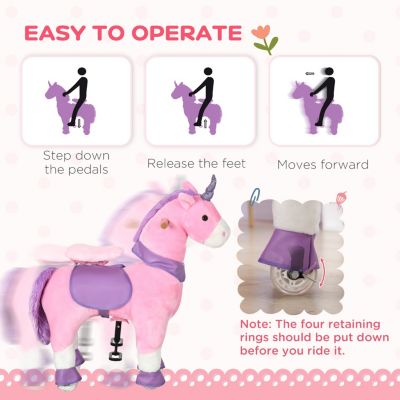 Ride On Real Walking Unicorn with Sparkly Horn, Soft Plush Ride On Rocking Horse Bearing 176lbs, Imaginative Interactive Toy for Kids, Unicorn Gifts