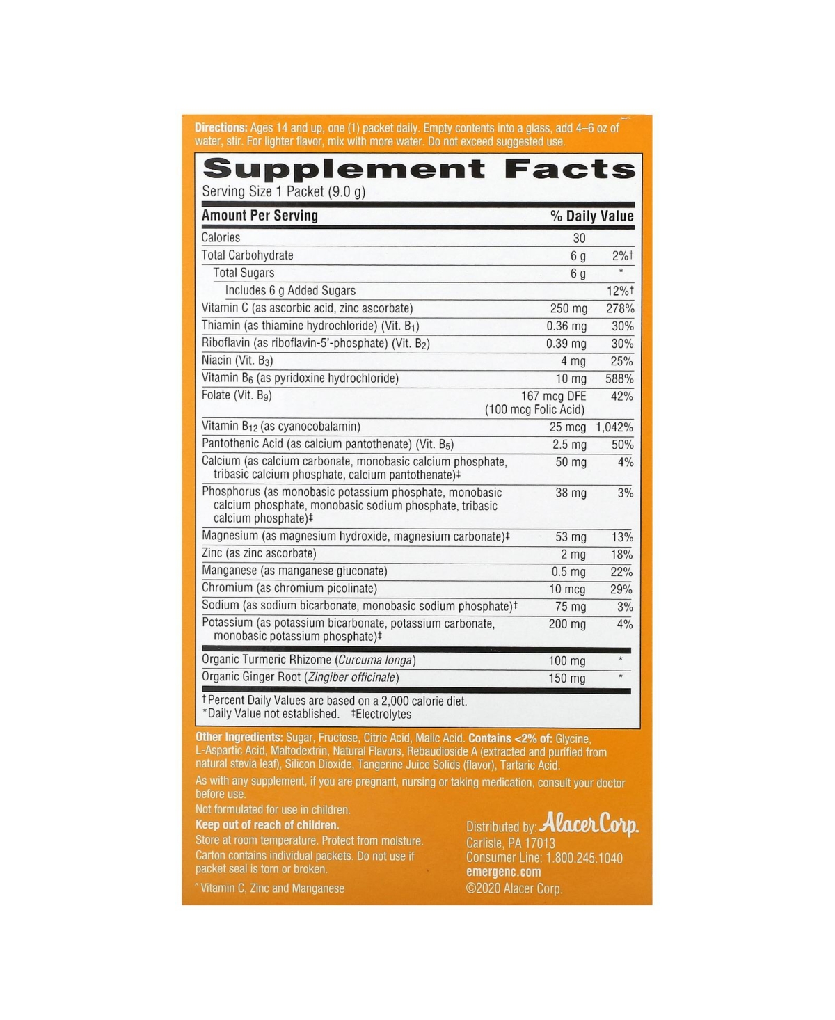 Emergen-c Turmeric & Ginger Citrus-Ginger Packets - 0.32 oz (9 g) Each