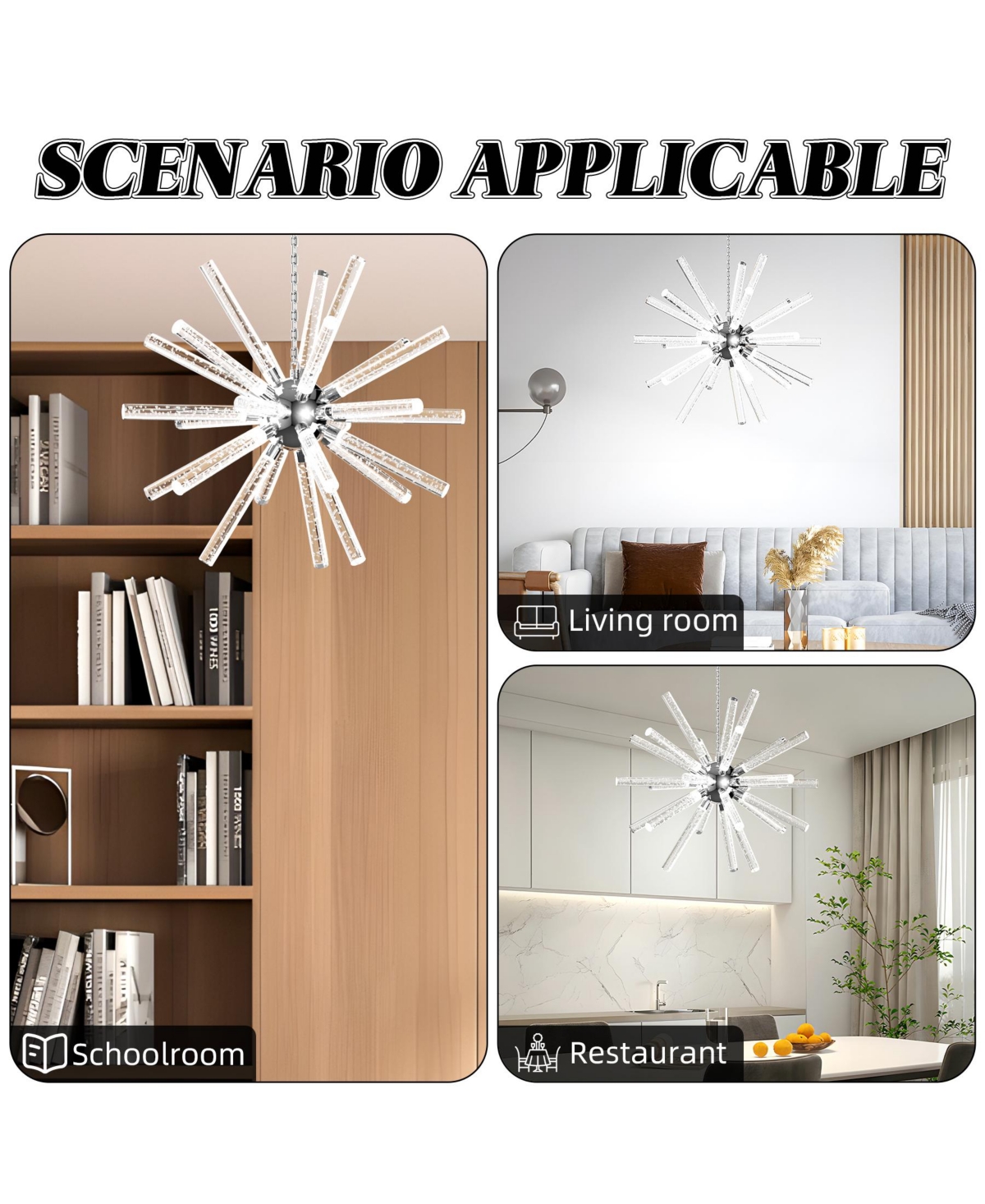 Slickblue 24-Light Modern Led Chandelier: Adjustable Geometric Pendant Fixture for Dining Room and Kitchen