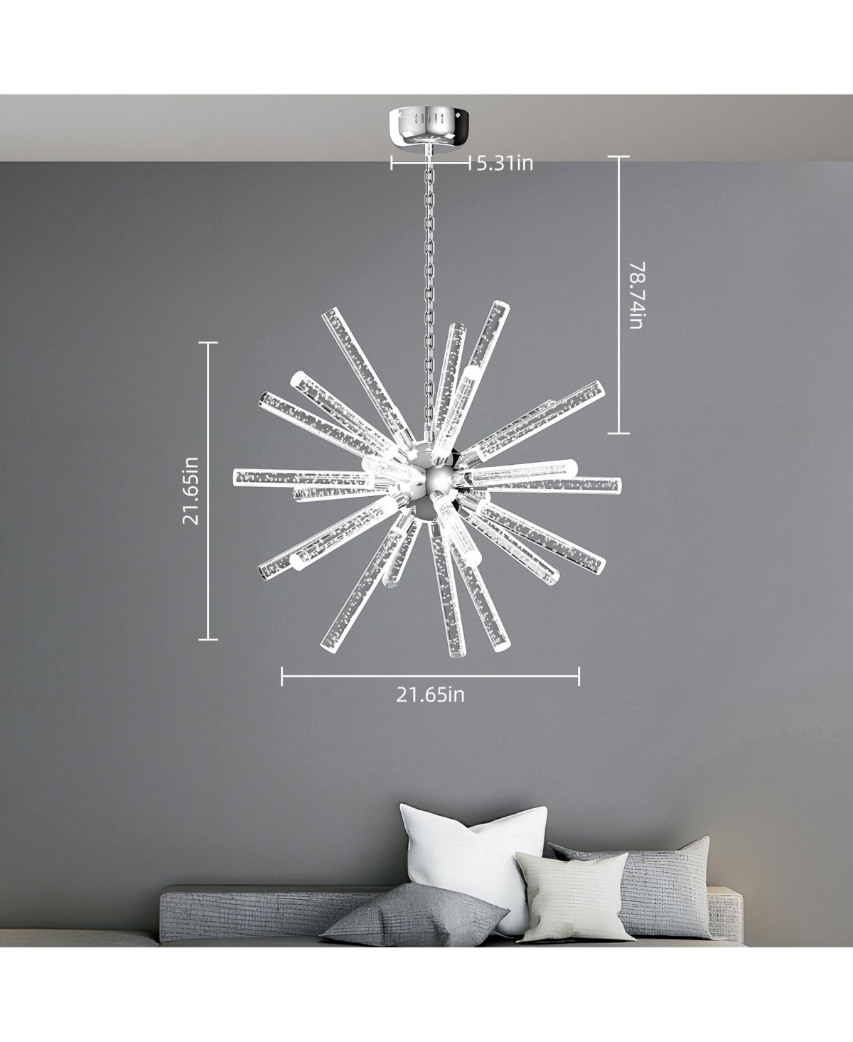 Slickblue 24-Light Modern Led Chandelier: Adjustable Geometric Pendant Fixture for Dining Room and Kitchen
