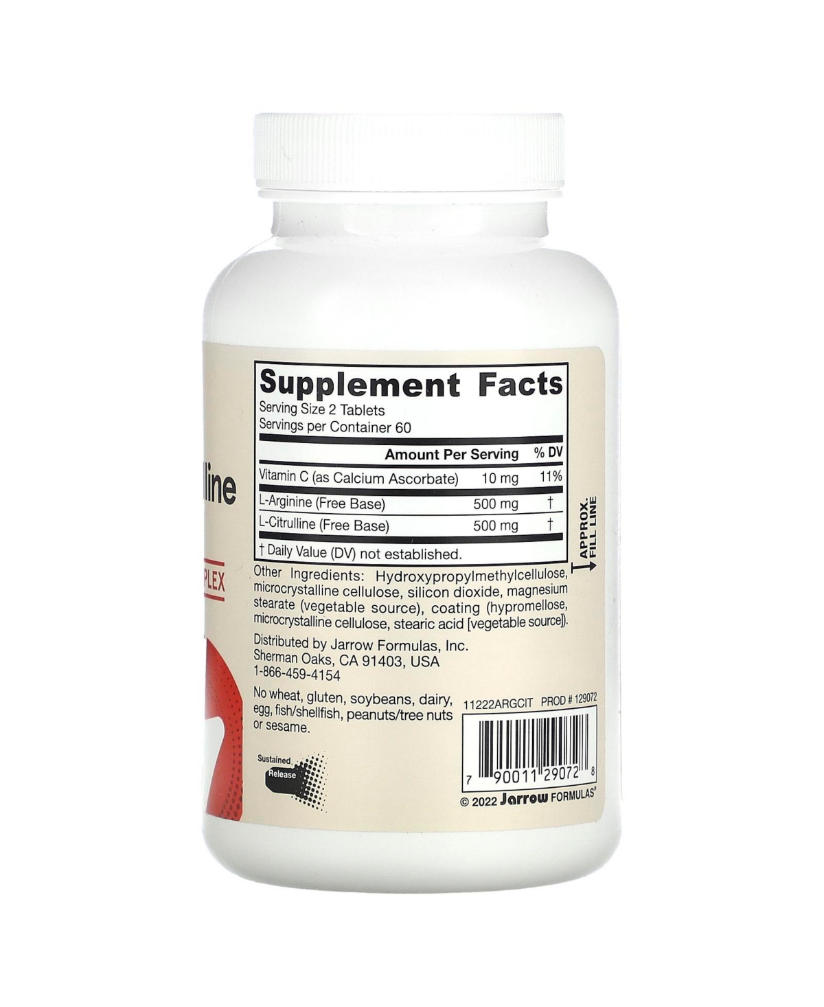 Jarrow Formulas Arginine-Citrulline Sustain - Supplement Supports Nitric Oxide Production