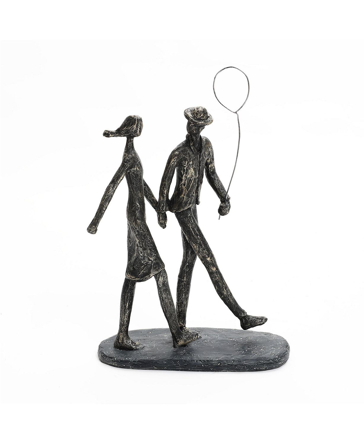 Modern Brown Polyresin Couple Walk Tabletop Home Decor