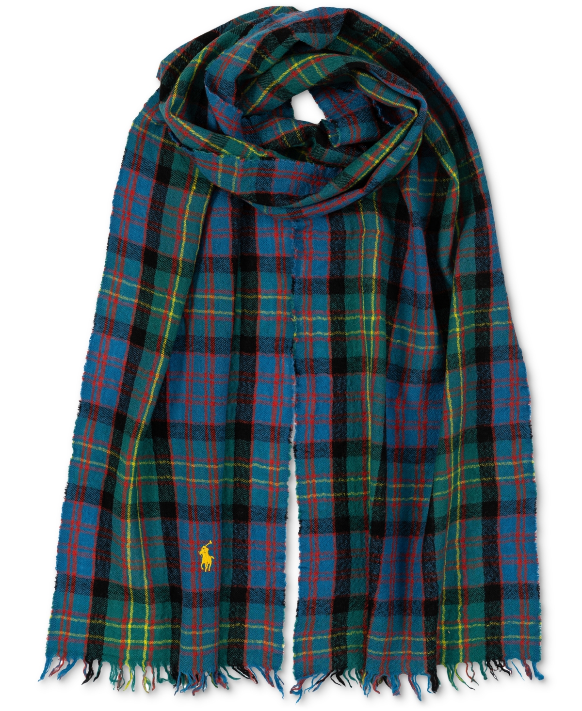 Polo Ralph Lauren Men's Outdoor Crinkle Plaid Scarf In Blue,green