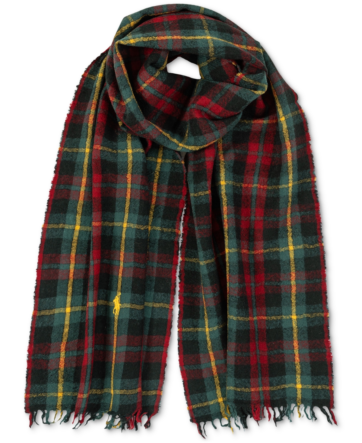 Polo Ralph Lauren Men's Outdoor Crinkle Plaid Scarf In Red Plaid