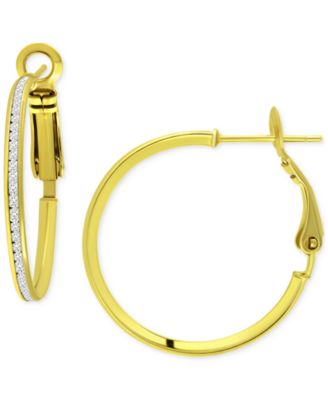 Cubic Zirconia Channel-Set Medium Hoop Earrings, 1.18", Exclusively at Macy's