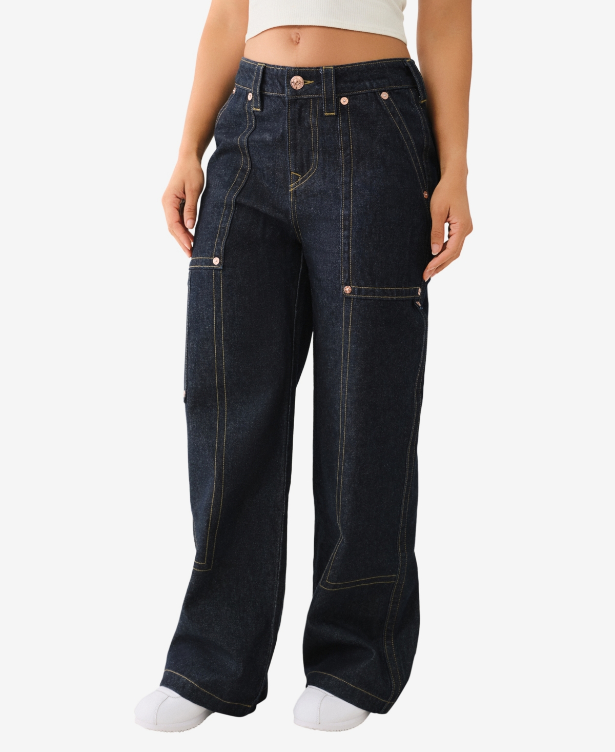 True Religion Women's Carpenter Baggy Cargo Flap Jean - 2S Body Rinse