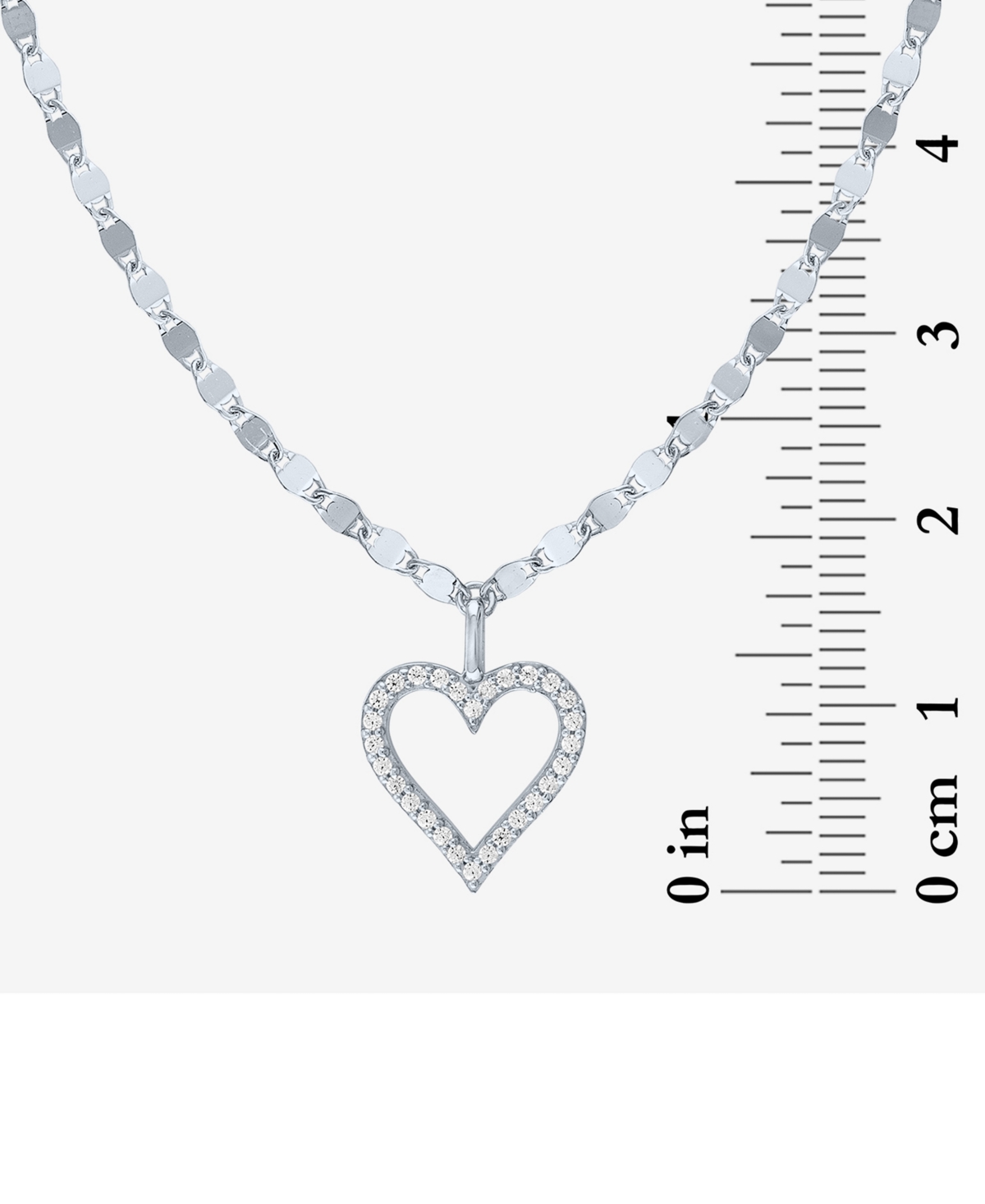 Macy's Diamond Open Heart 18" Pendant Necklace (1/10 Ct. T.w.) In Sterling Silver In Sterling Silver
