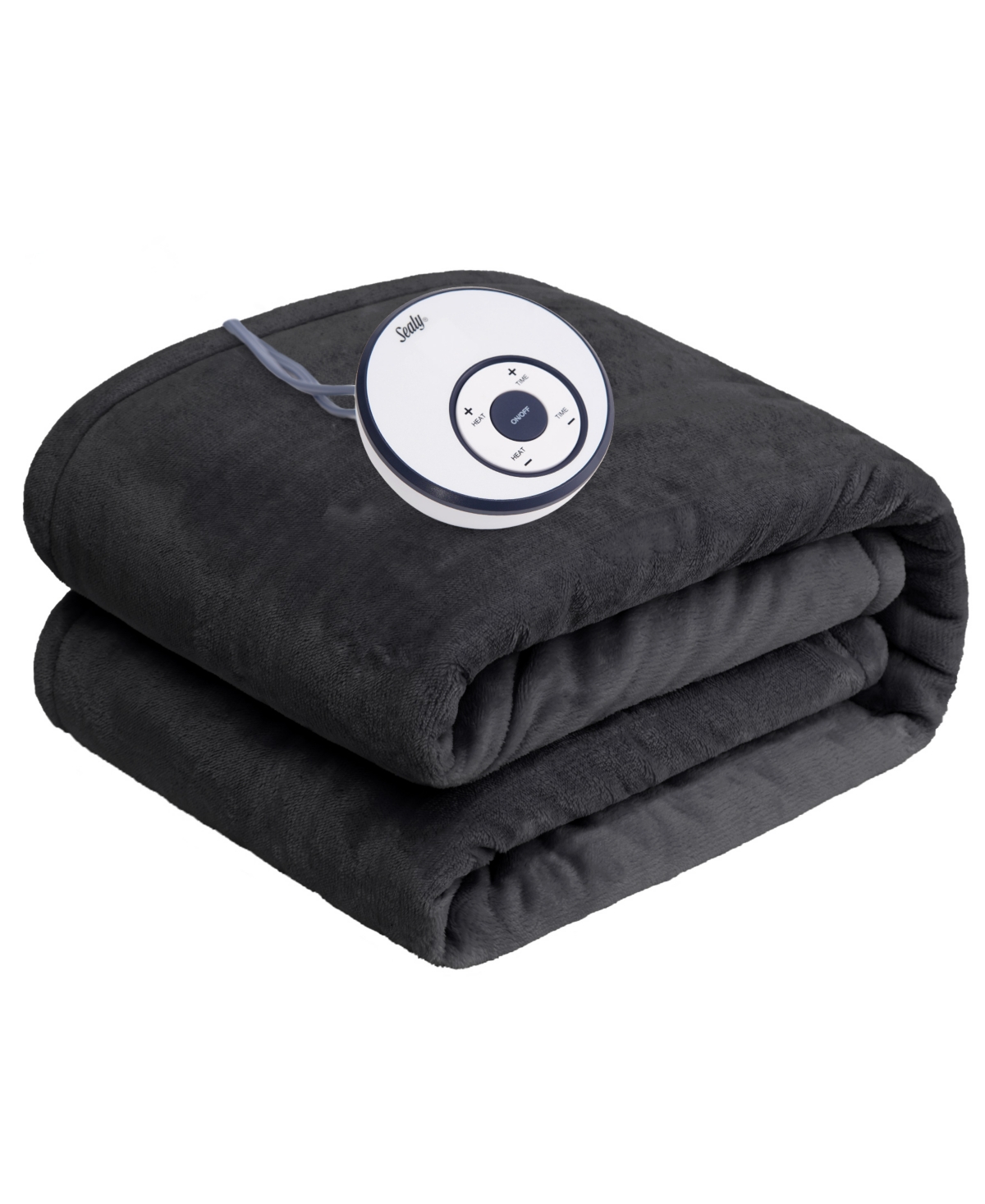 Sealy Heated Flannel Blanket, Twin In Charcoal