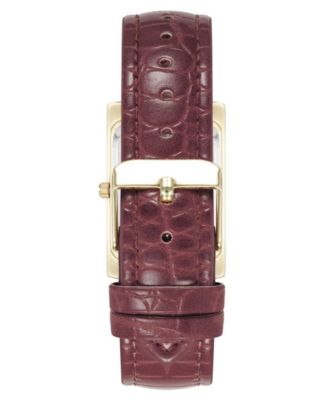 Women's Quartz Signature Red Crocograin Leather and Gold-Tone Alloy Metal Watch, 25mm