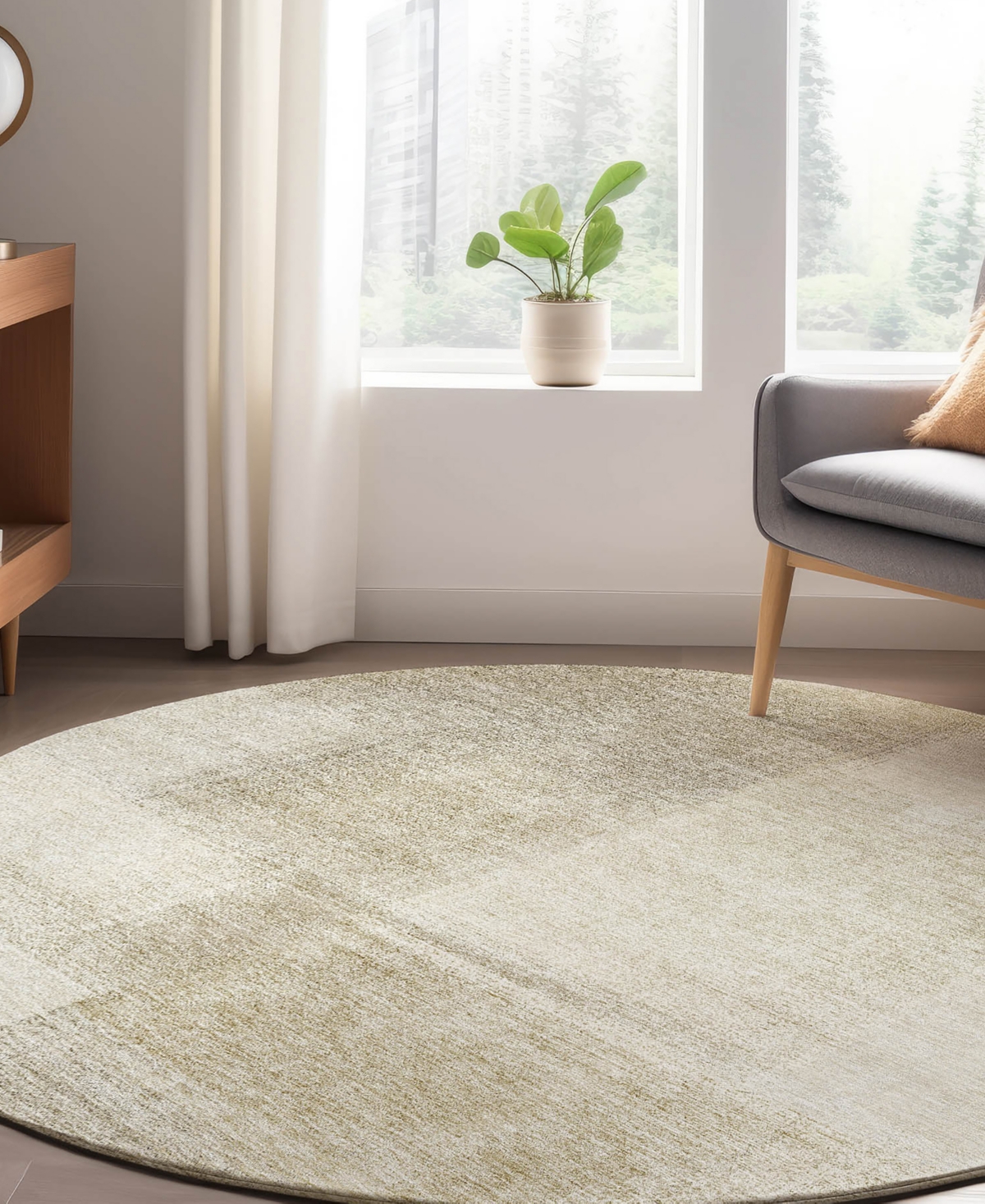 Dalyn Trevi Washable Tv10 8'x8' Round Area Rug In Taupe