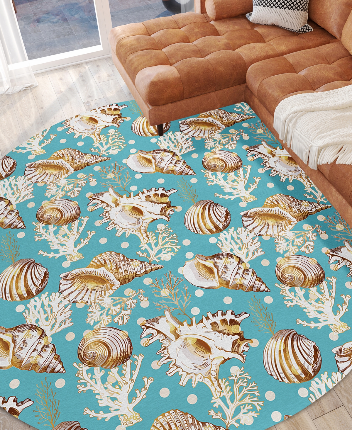 Dalyn Seabreeze Sz6 8'x8' Round Area Rug In Teal