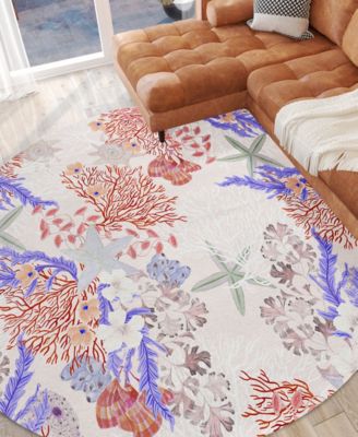 Seabreeze Washable SZ1 8'x8' Round Area Rug