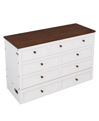 Queen Size Wood Charging Station & Storage Murphy Bed Chest