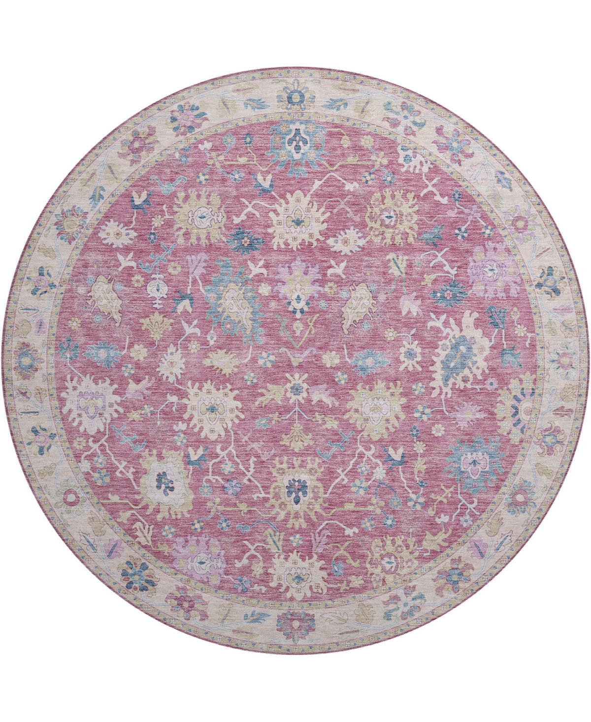 Dalyn Hatay Washable Hy7 8'x8' Round Area Rug In Pink