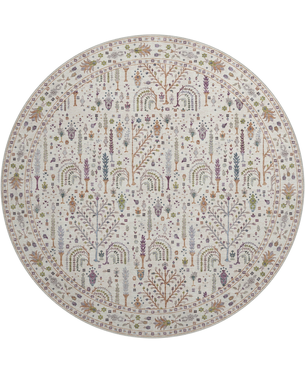 Dalyn Hatay Washable Hy5 8'x8' Round Area Rug In Ivory