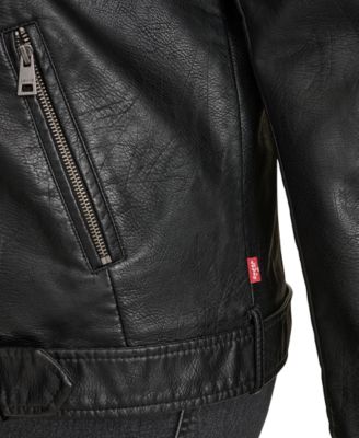 Levi's Plus Size Faux Leather Long Line Belted Moto Jacket