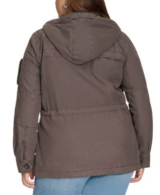 Trendy Plus Size  Cotton Hood Utility Jacket