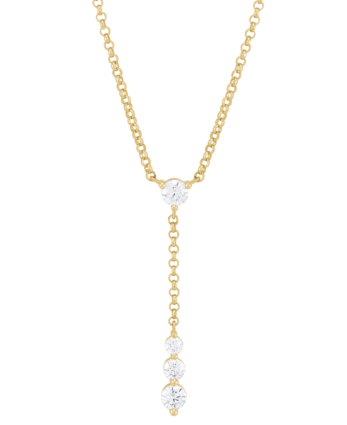 Lab Grown Diamond 17" Lariat Necklace (1/2 ct. t.w.) in 14k Gold-Plated Sterling Silver - Gold-Plated Sterling Silver