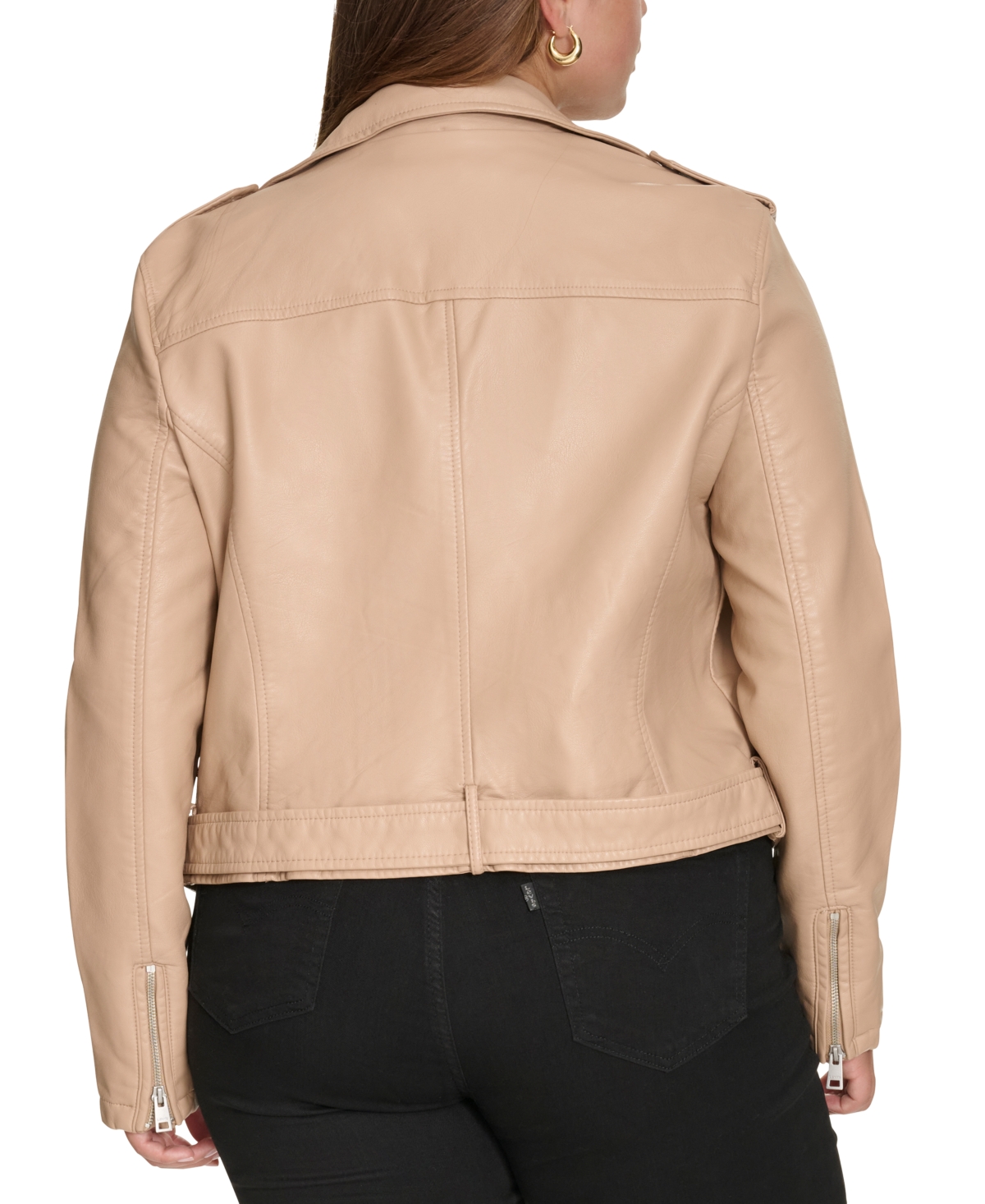 Levi's Plus Size Faux Leather Belted Motorcycle Jacket In Biscotti