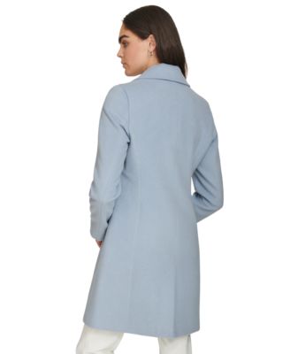 Womens Single-Breasted Wool Blend Coat