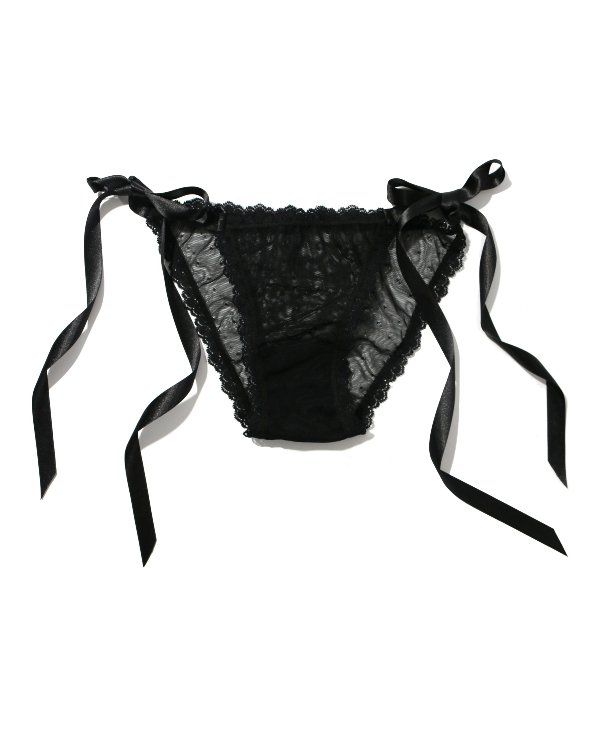 Hanky Panky Dotted Tulle Tie Side Bikini In Black