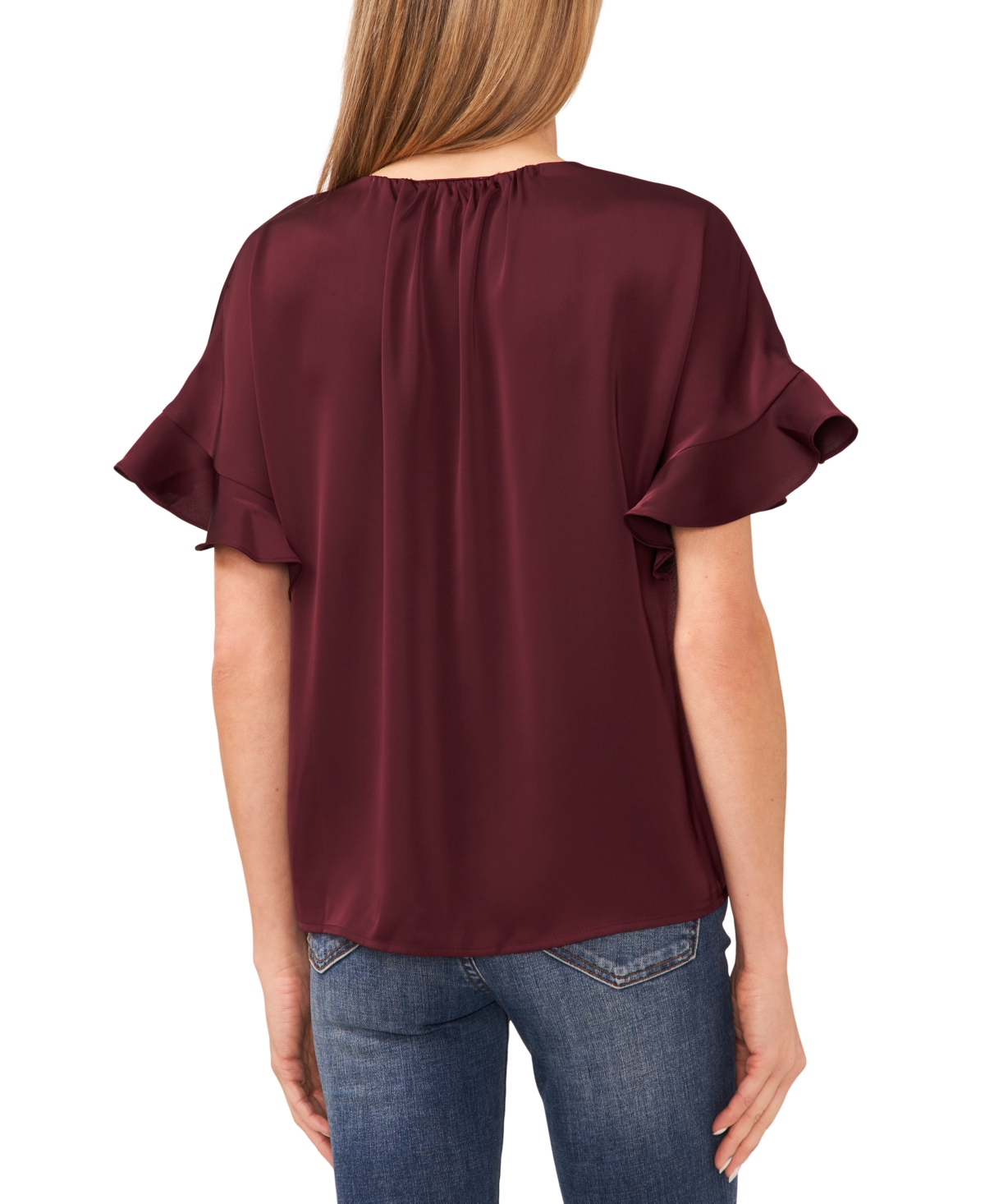Shop Cece Women's Short-sleeve Flutter Blouse In Rich Cabernet