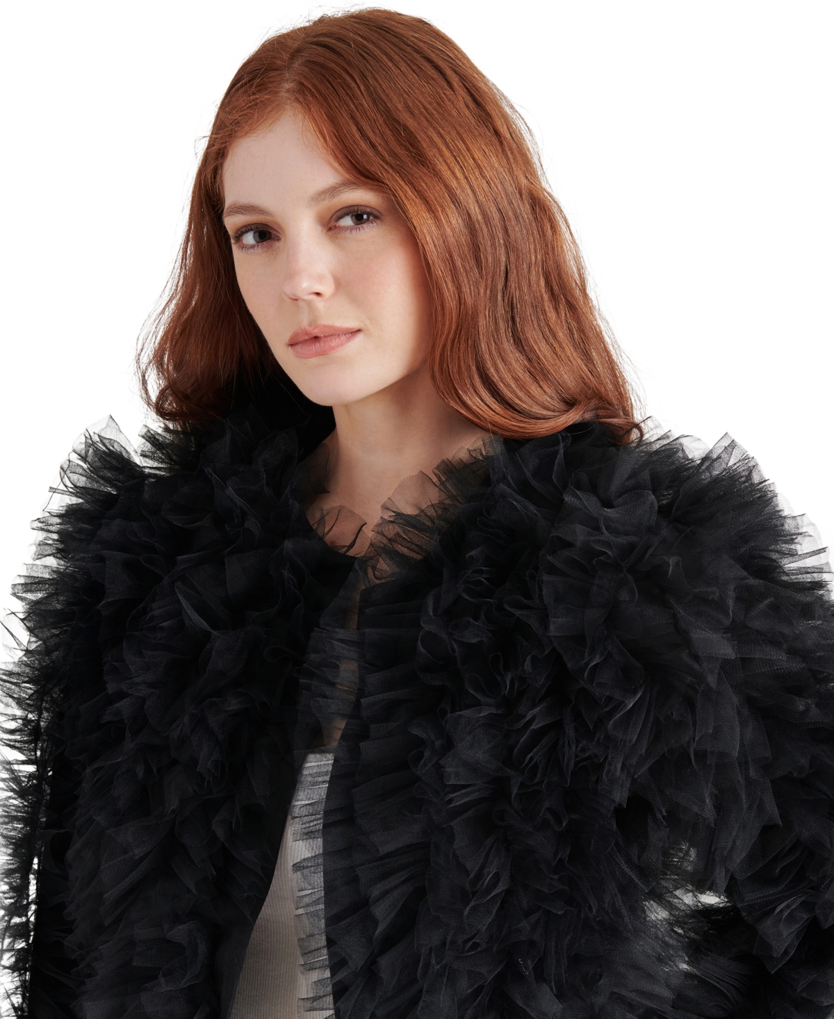 Steve Madden Women's Odile Ruffled Tulle Jacket