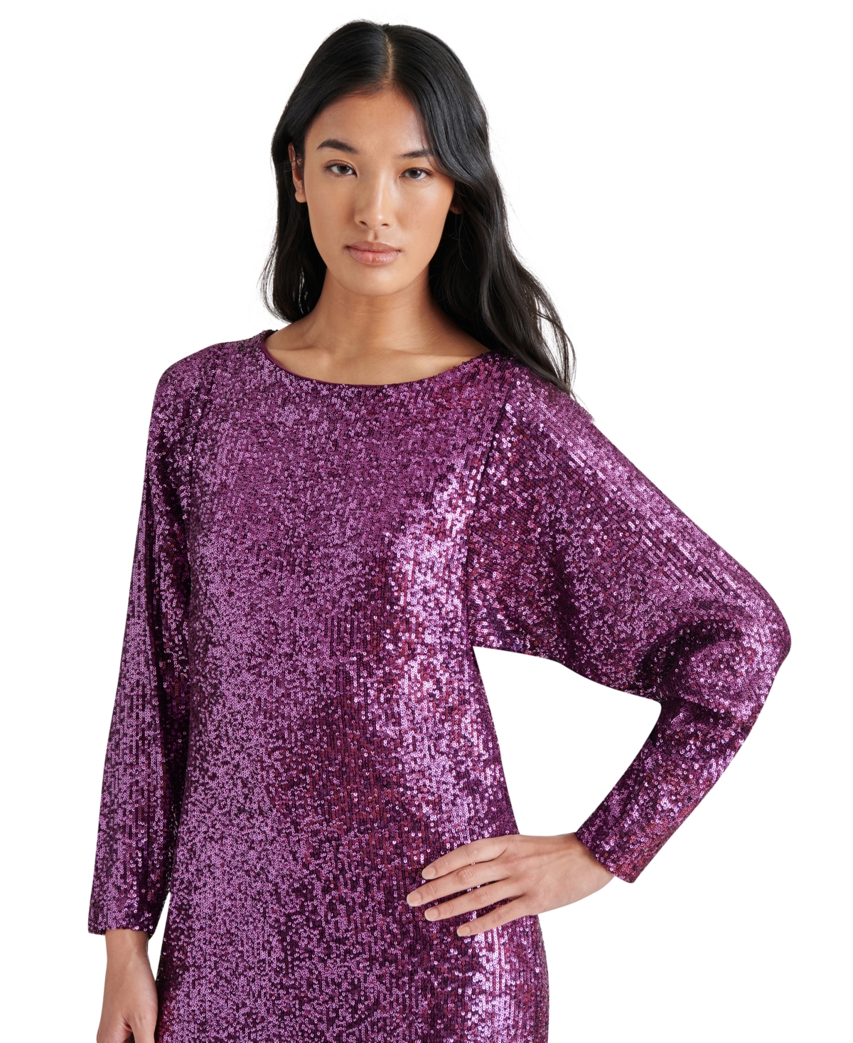 Steve Madden Women's Ginger Sequined Mini Shift Dress In Aubergine