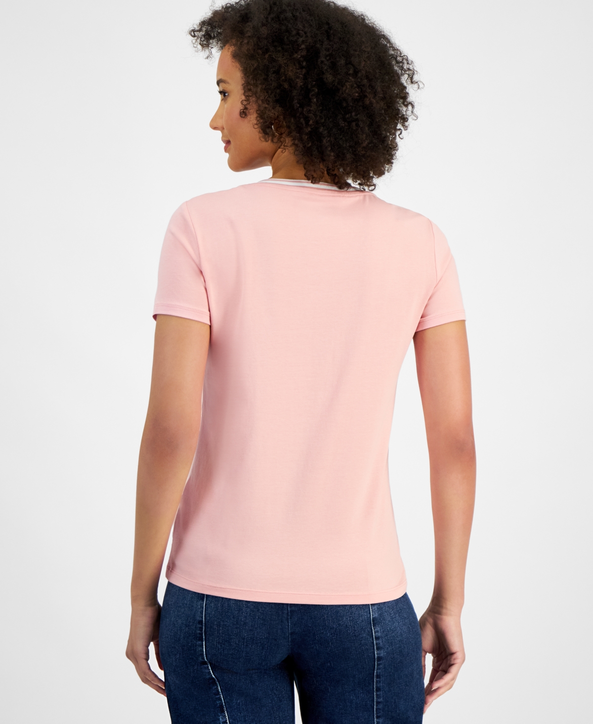 Nautica Jeans Women's Solid-Color V-Neck Short-Sleeve Top