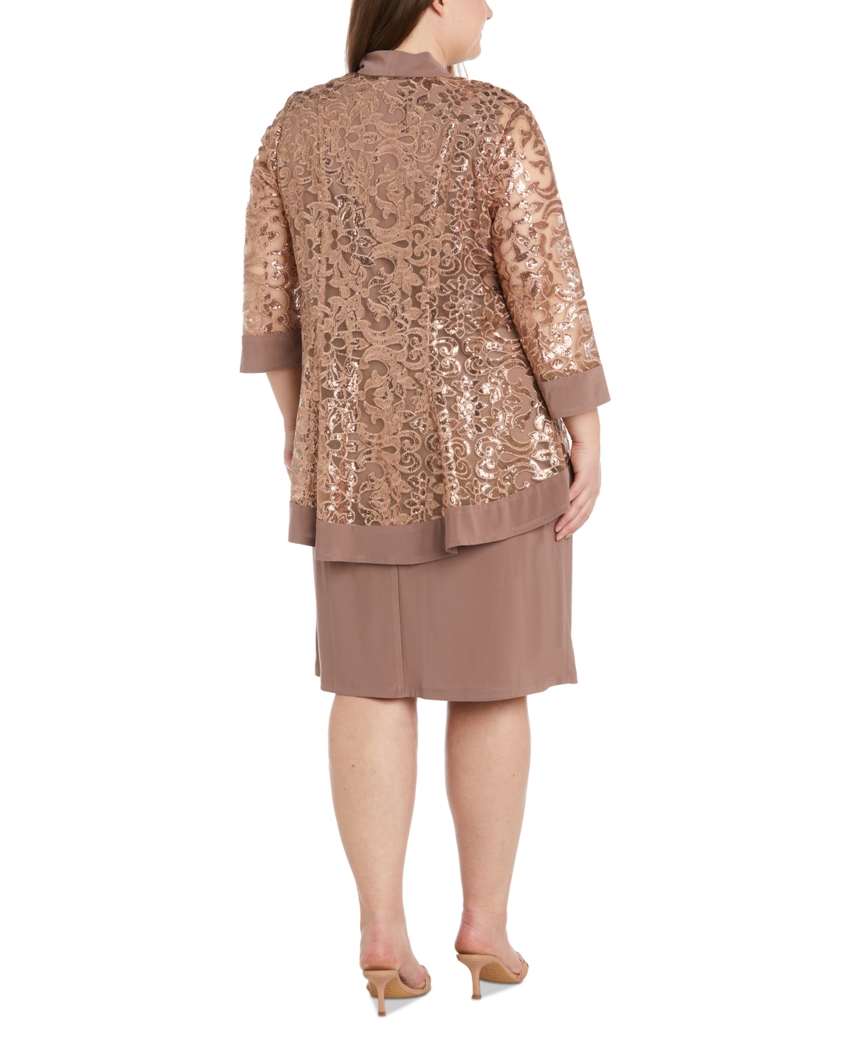 R & M Richards Plus Size 2-Pc. Sequined Jacket & Necklace Dress Set
