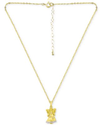 Cubic Zirconia Hope Angel Pendant Necklace in 18k Gold-Plated Sterling Silver, 16" + 2" extender, Created for Macy's