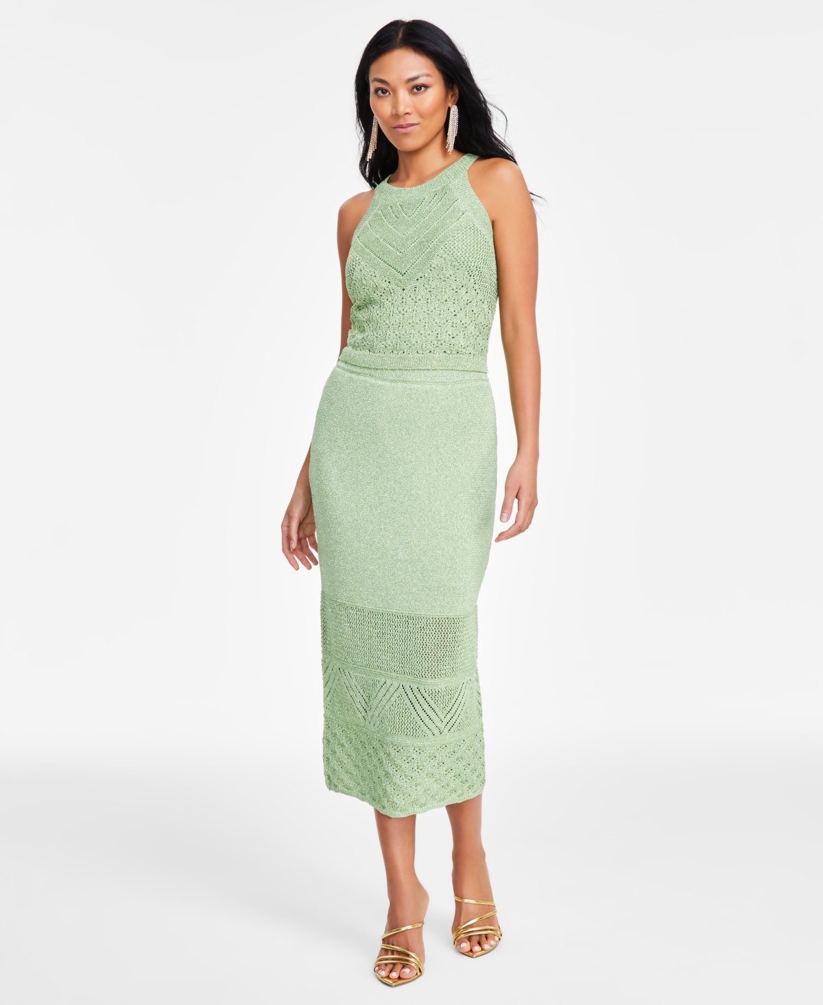 INC INTERNATIONAL CONCEPTS PETITE LUREX CROCHET MIDI SKIRT, EXCLUSIVELY AT MACY'S 