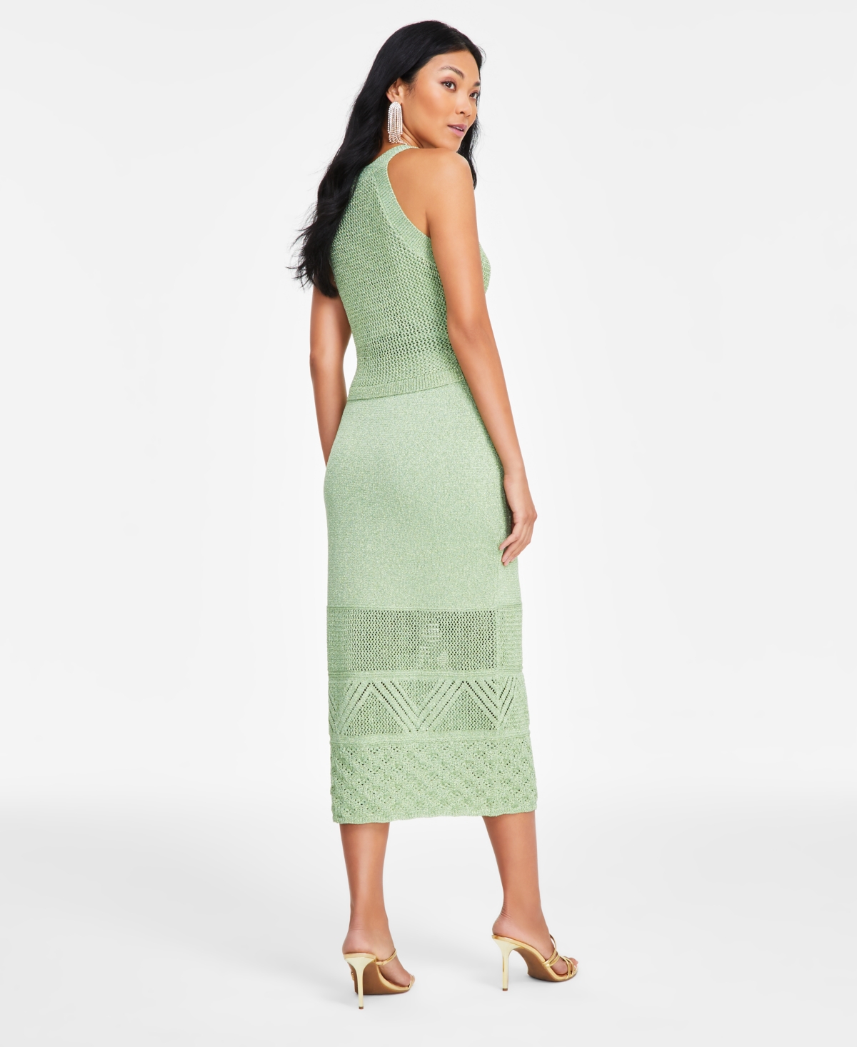 INC INTERNATIONAL CONCEPTS PETITE LUREX CROCHET MIDI SKIRT, EXCLUSIVELY AT MACY'S 