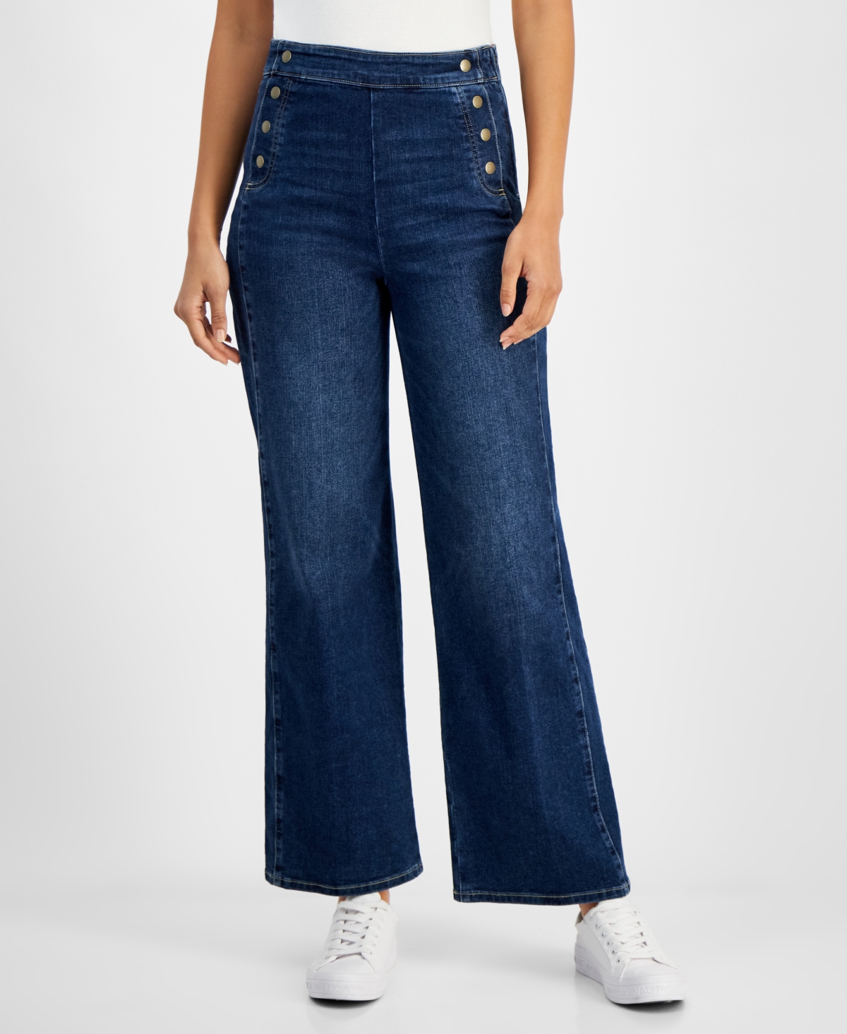 Nautica Jeans Women's Side-Zip Wide-Leg Sailor Jeans