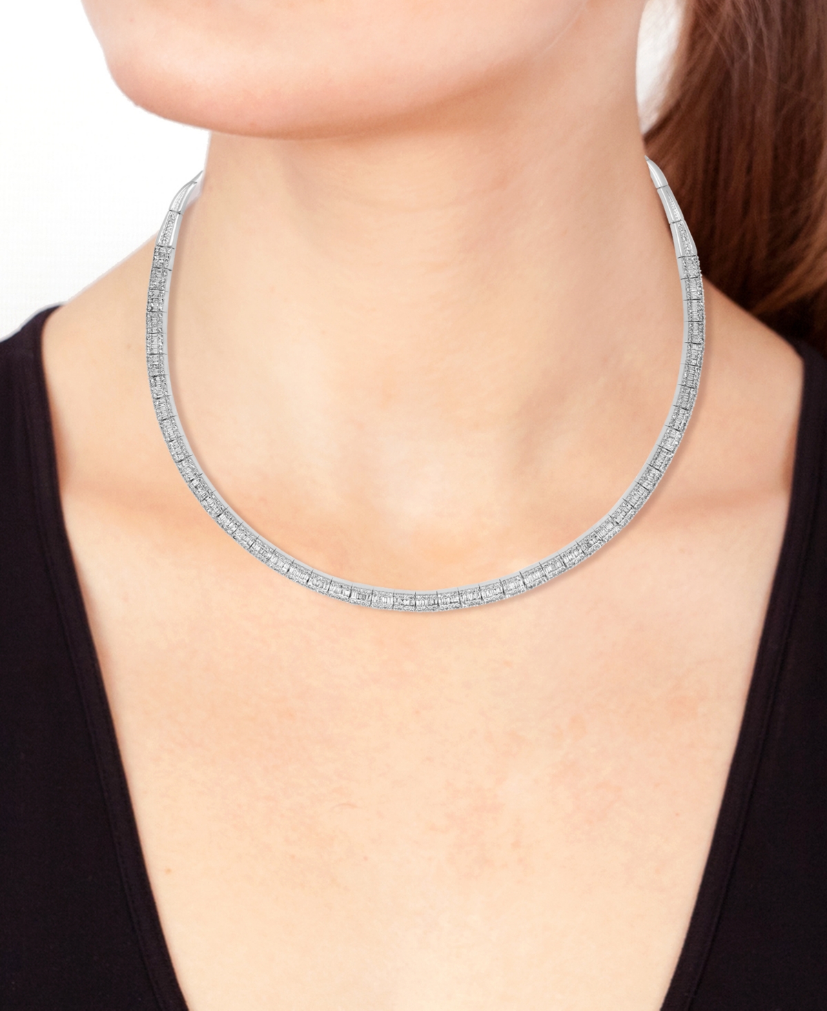 EFFY COLLECTION EFFY DIAMOND ROUND & BAGUETTE 17" COLLAR NECKLACE (4 CT. T.W.) IN 14K GOLD (ALSO AVAILABLE IN WHITE  
