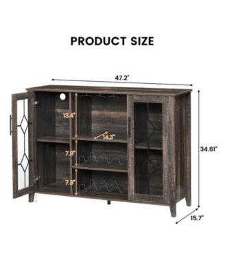 Wine Bar Cabinet with Led Light,Home Coffee Cabinet with Wine and Glass Rack,Kitchen Buffet Sideboard with Storage,Liquor Cabinet for Bar,Dining Room,Kitchen(Dark Rustic Oak)