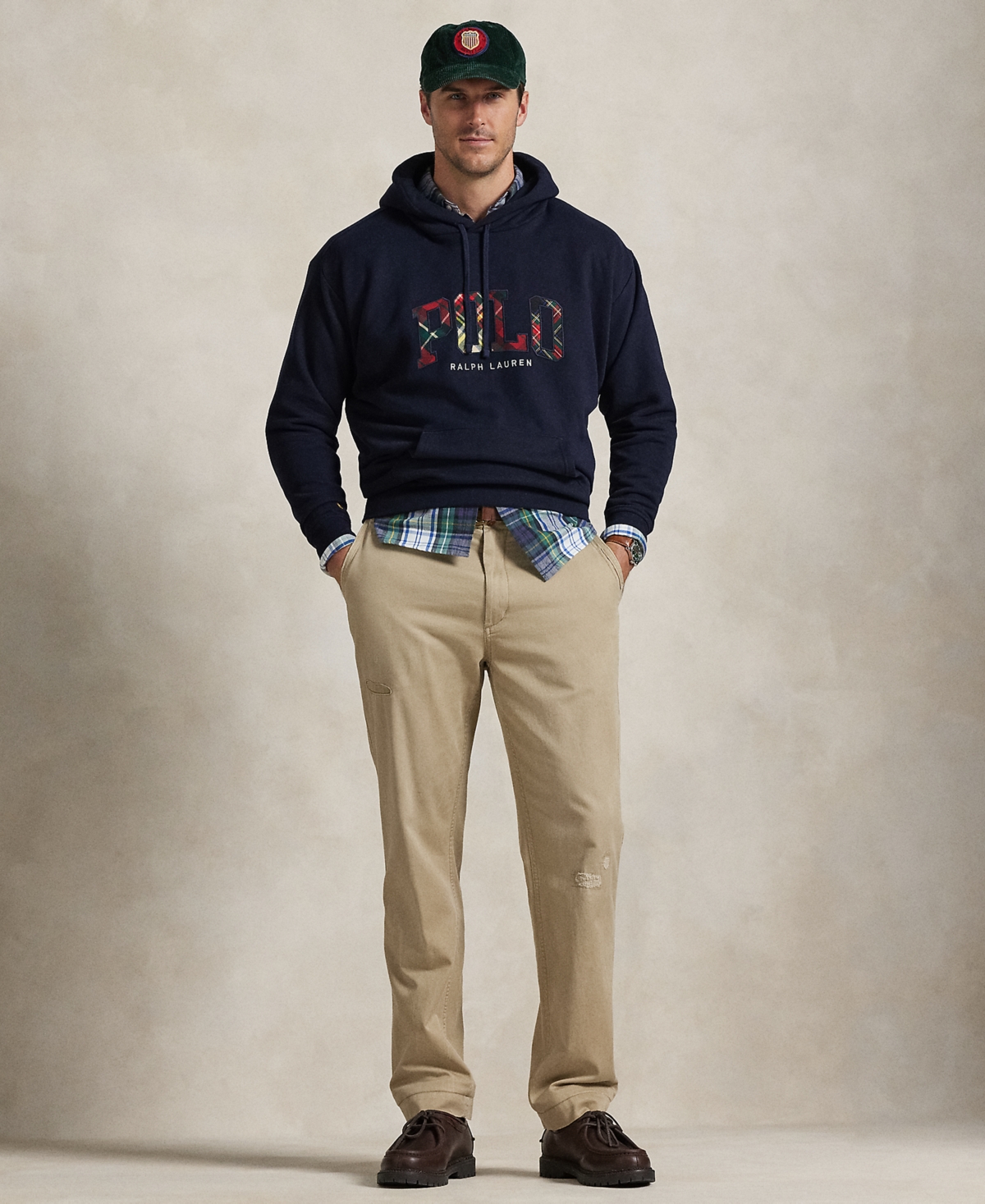 Polo Ralph Lauren Men's The Rl Fleece Plaid-Logo Hoodie