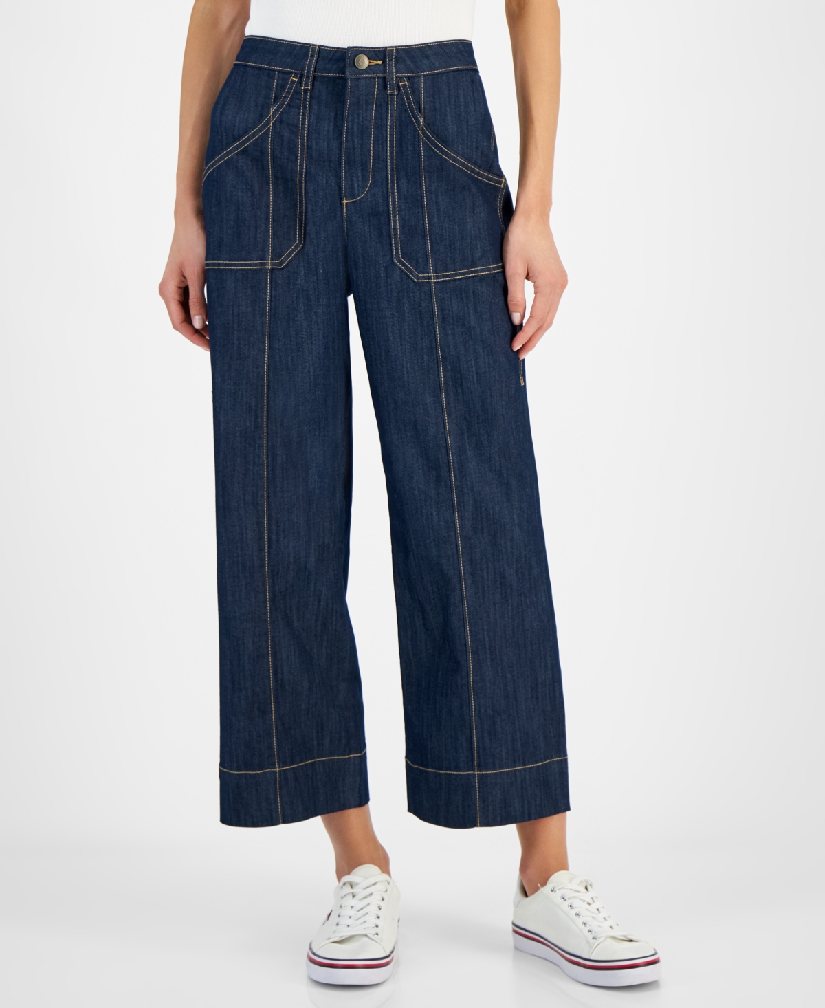 Tommy Hilfiger Women's High-Rise Wide-Leg Crop Jeans