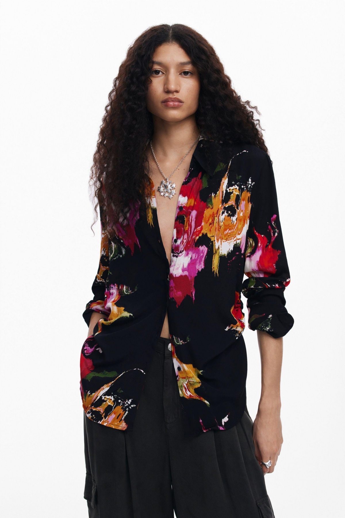 Women's Floral print shirt - Black