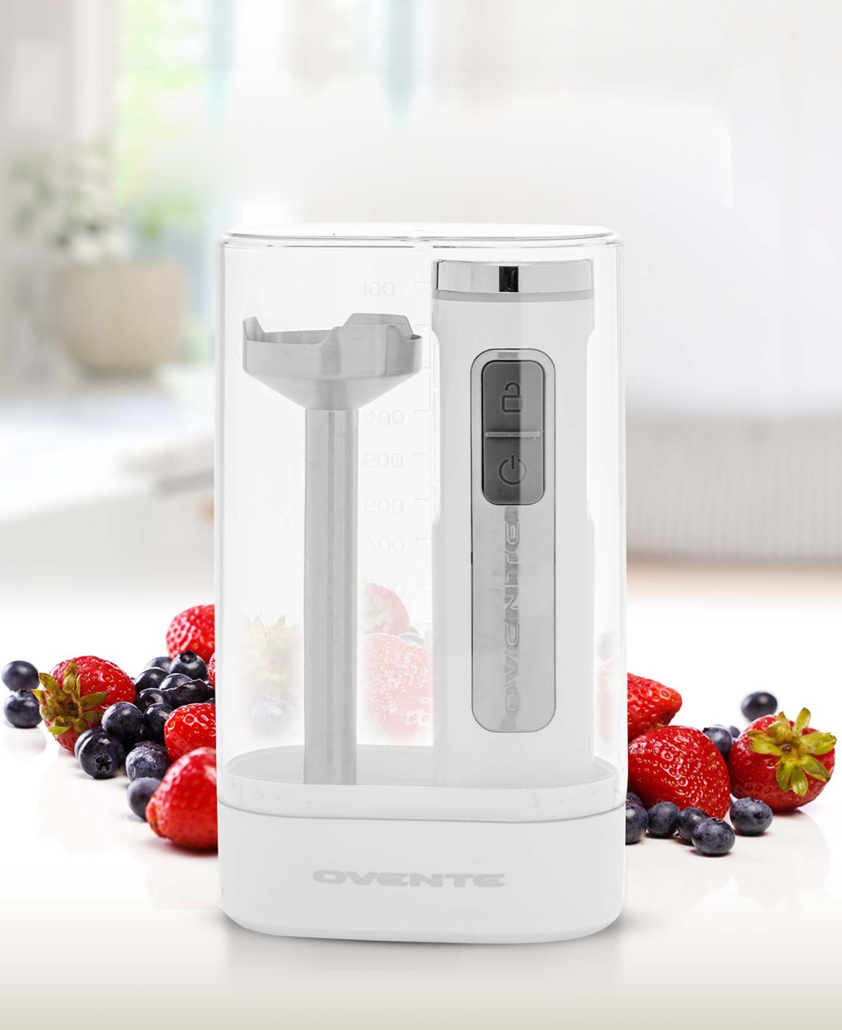 Ovente Stainless Steel Blades Cordless Rechargeable Hand Blender HR781R