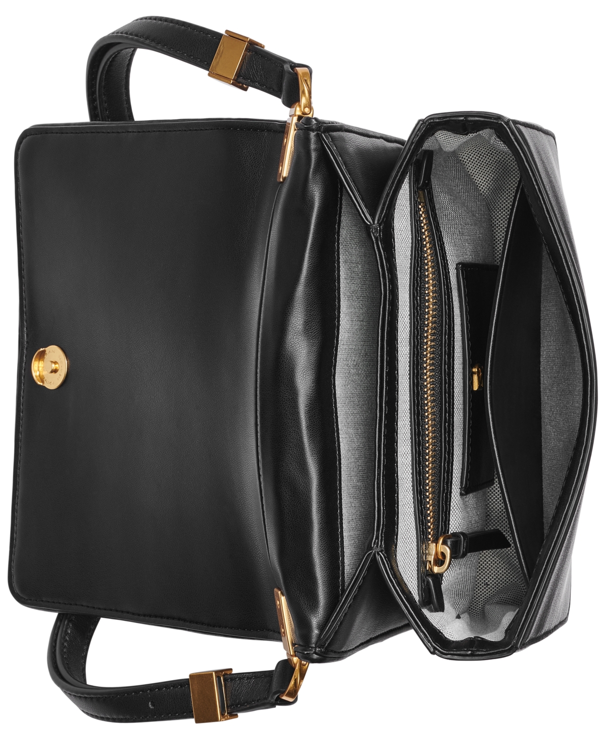 Donna Karan Jericho Flap Shoulder With Sculpted Hardware In Black,gold