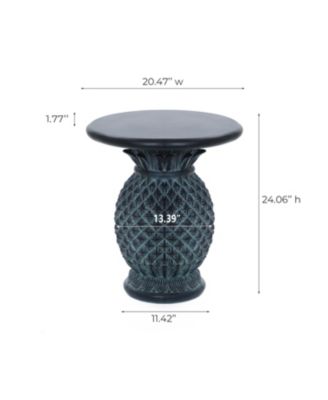 Patina Gray MgO Pineapple Outdoor Side Table