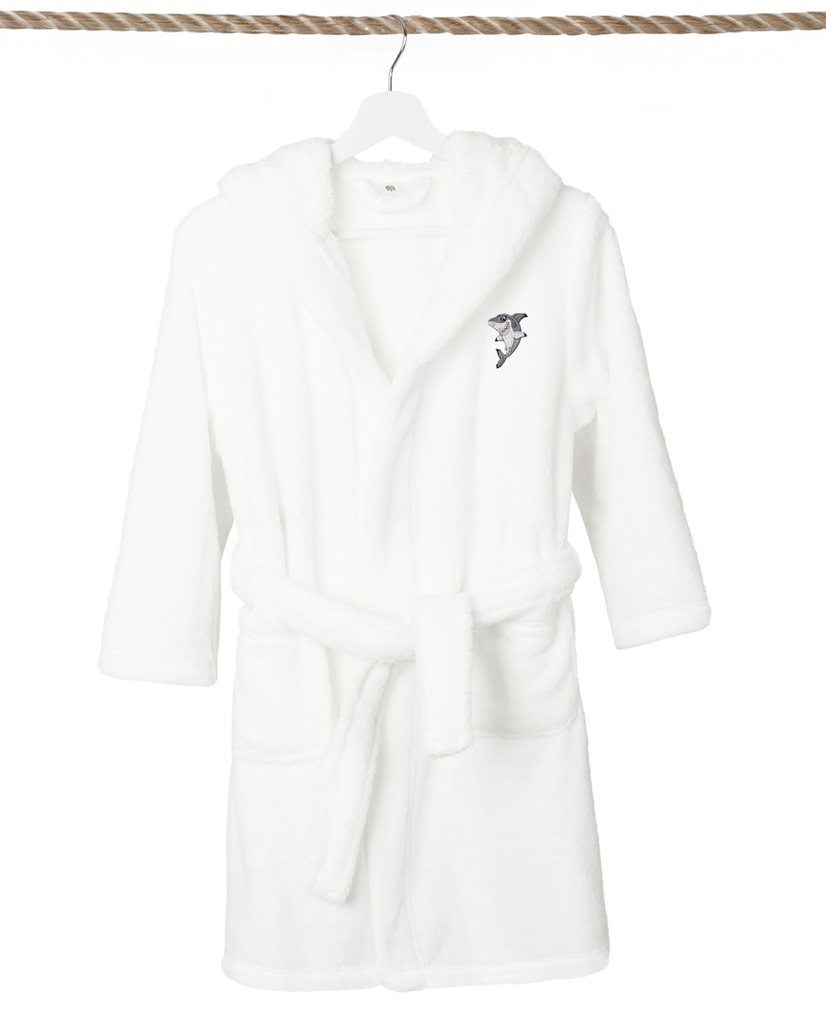 Linum Home Kids Shark Super Plush Double Brushed Hooded Bathrobe