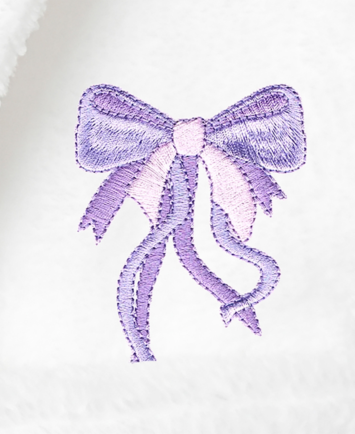 Linum Home Kids Bow Super Plush Double Brushed Hooded Bathrobe In White,purple