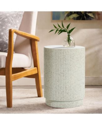 Ivory White Cement Round Outdoor Side Table