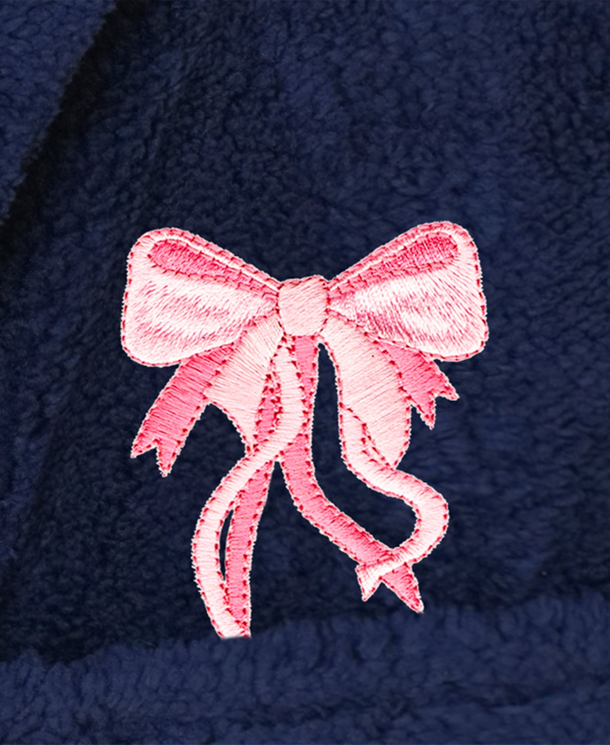 Linum Home Kids Bow Super Plush Double Brushed Hooded Bathrobe In Navy,pink